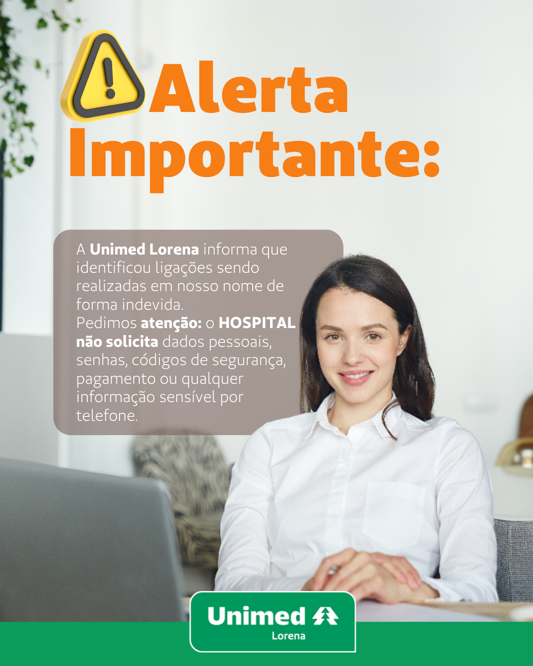 Unimed Lorena alerta sobre ligações indevidas e informa sobre indisponibilidade do Instagram